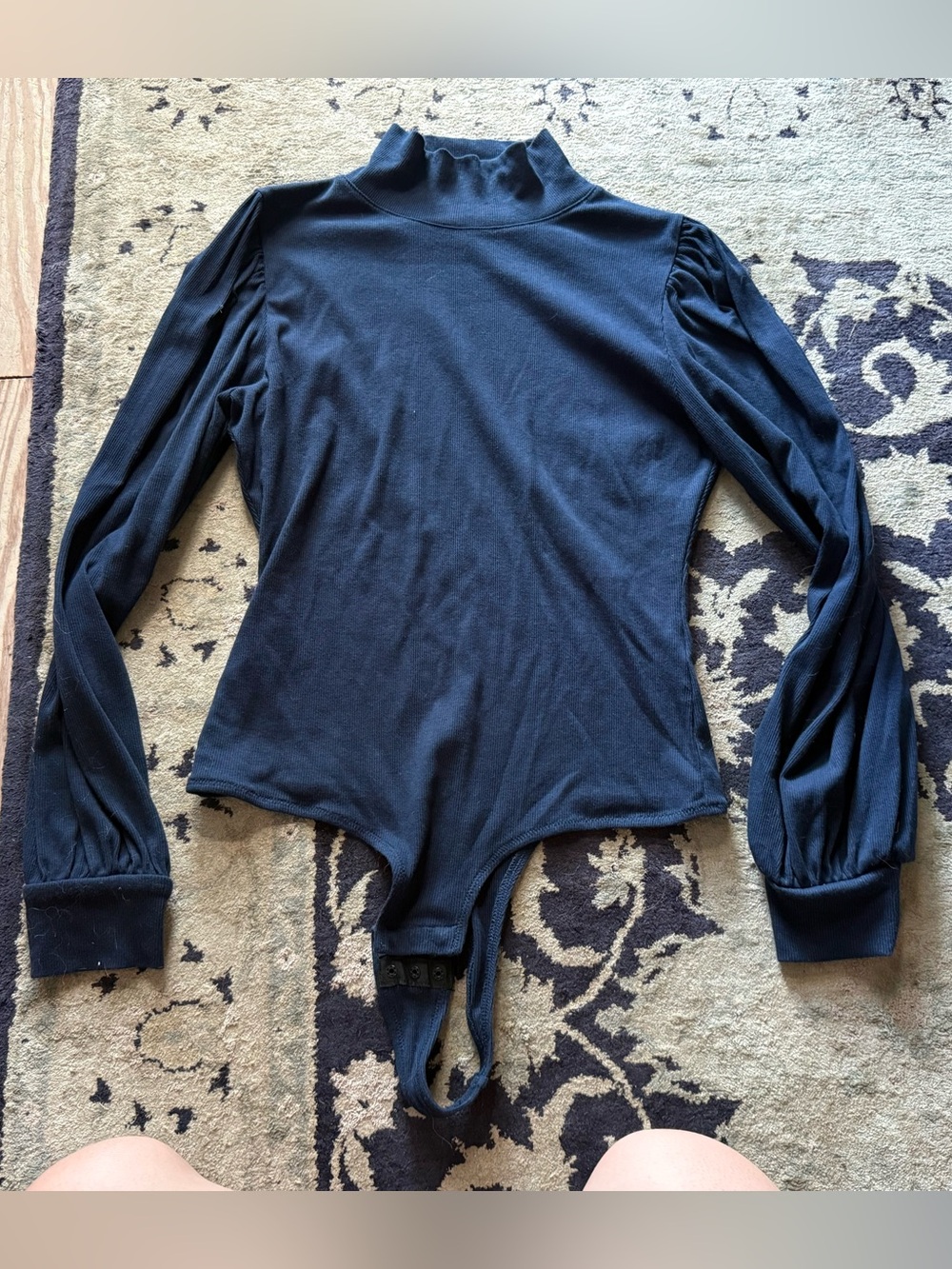 Madewell Size L Navy Blue Mock Neck Bodysuit